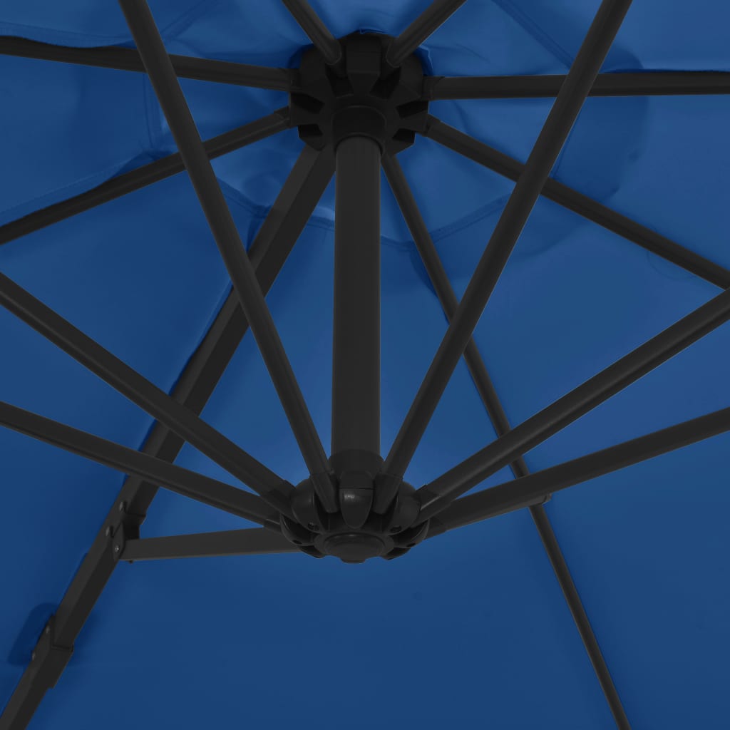vidaXL Parasol déporté avec mât en acier Bleu azuré 300 cm