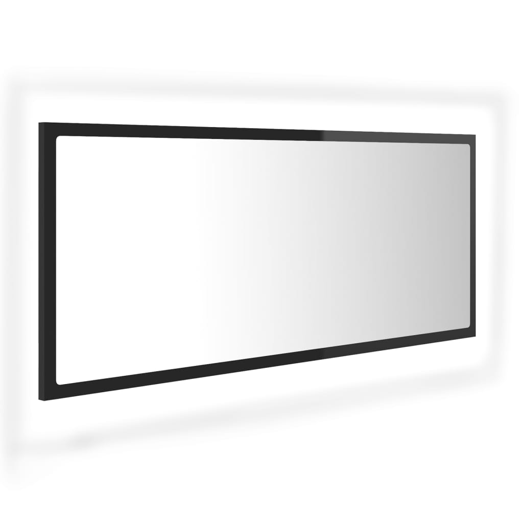 vidaXL Miroir LED de salle de bain Noir brillant 100x8,5x37 Acrylique