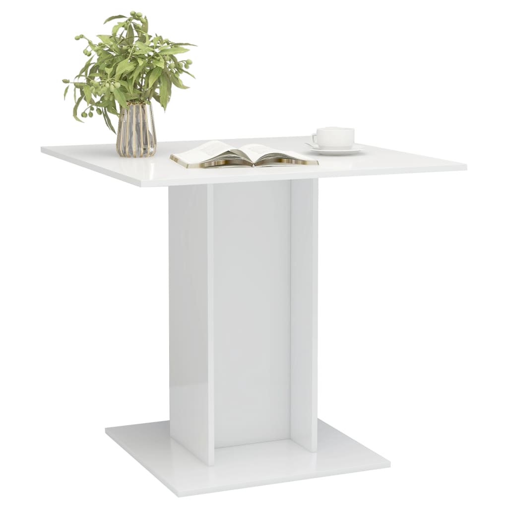 vidaXL Table à manger blanc brillant 80x80x75 cm bois d'ingénierie