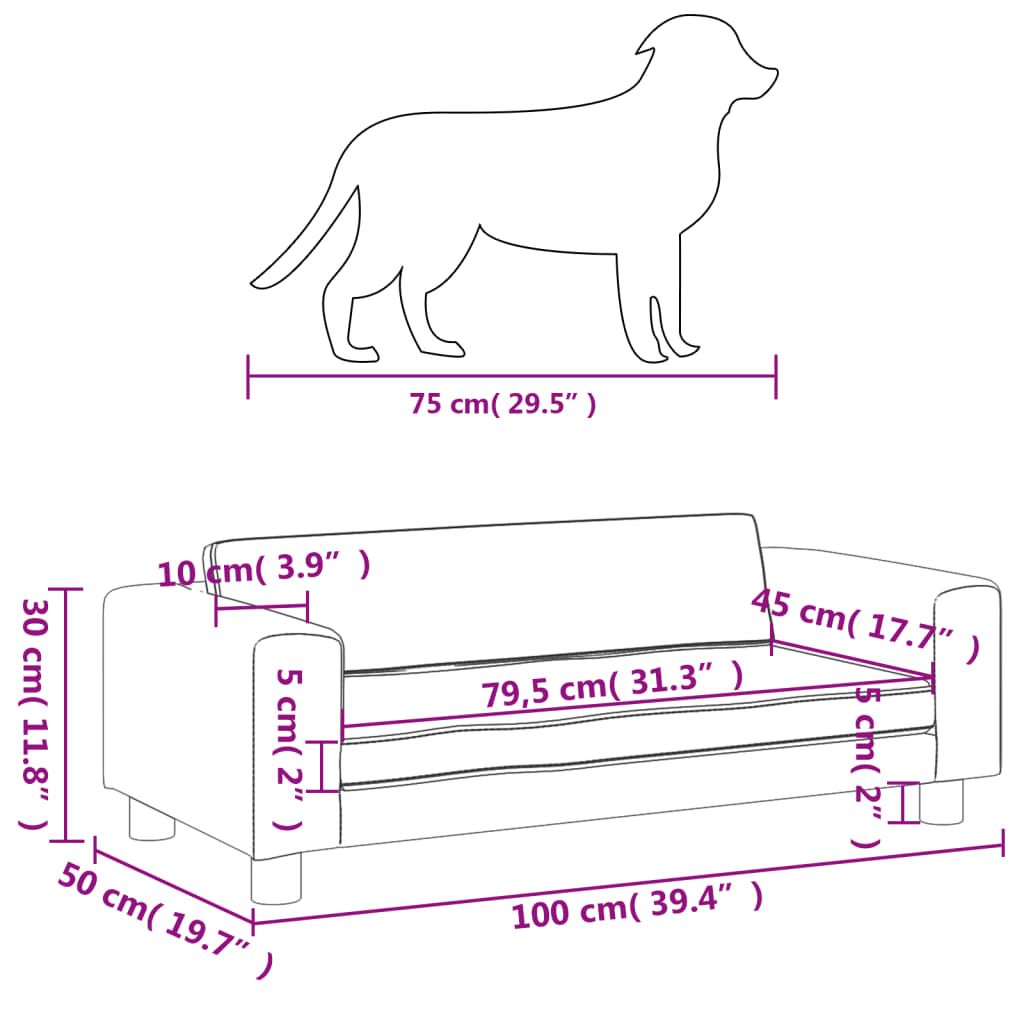 vidaXL Lit pour chien avec extension crème 100x50x30 cm similicuir