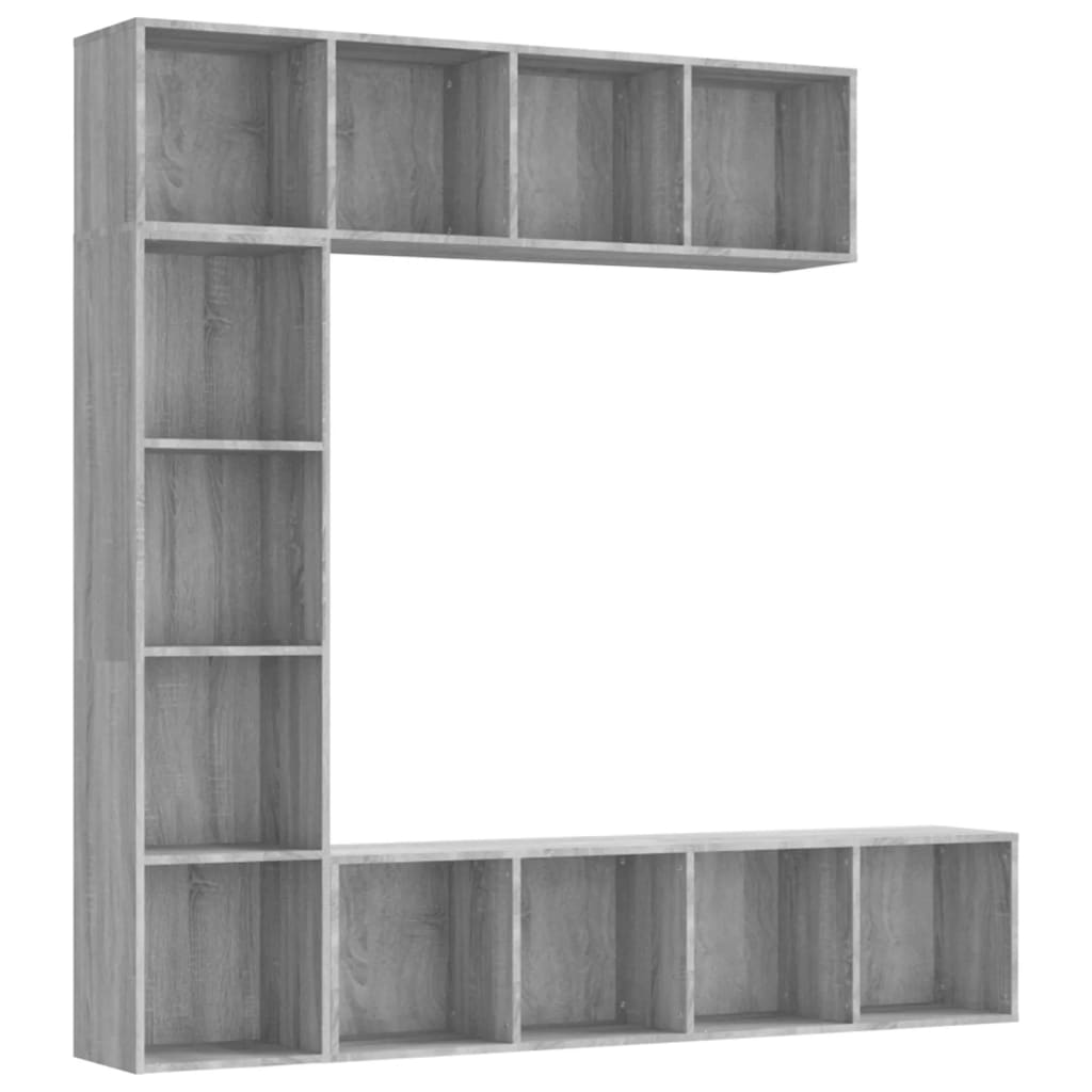 vidaXL Ensemble bibliothèque/meuble TV 3 pcs Sonoma gris 180x30x180 cm