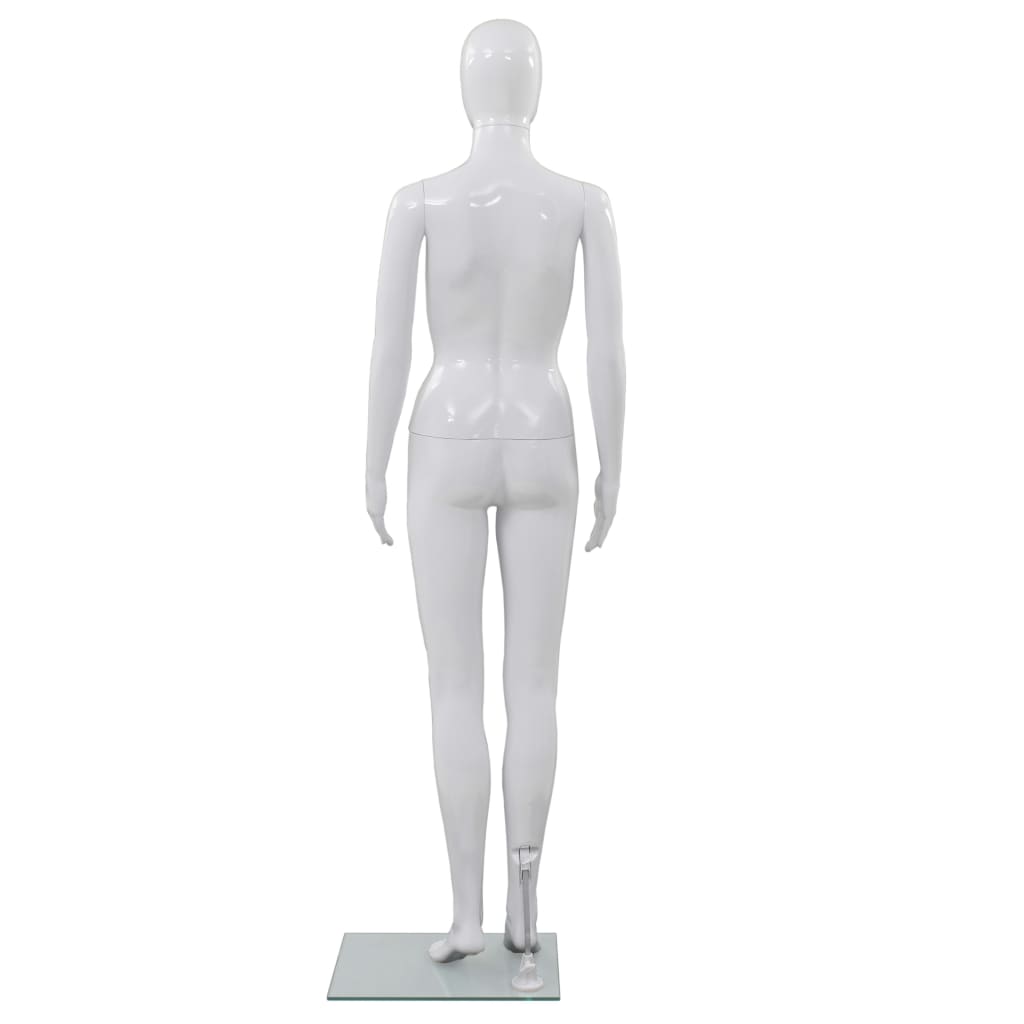 vidaXL Mannequin femme corps complet base verre Blanc brillant 175 cm