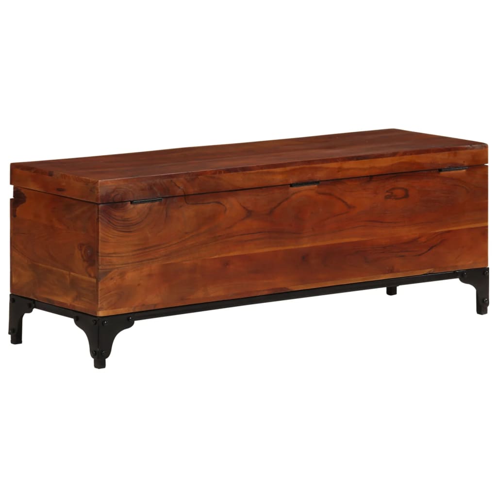 Coffre De Rangement Bois De Manguier Massif Brut – 80x35x45 Cm – Style Industriel Rustique – Parfait Salon, Chambre Ou Couloir