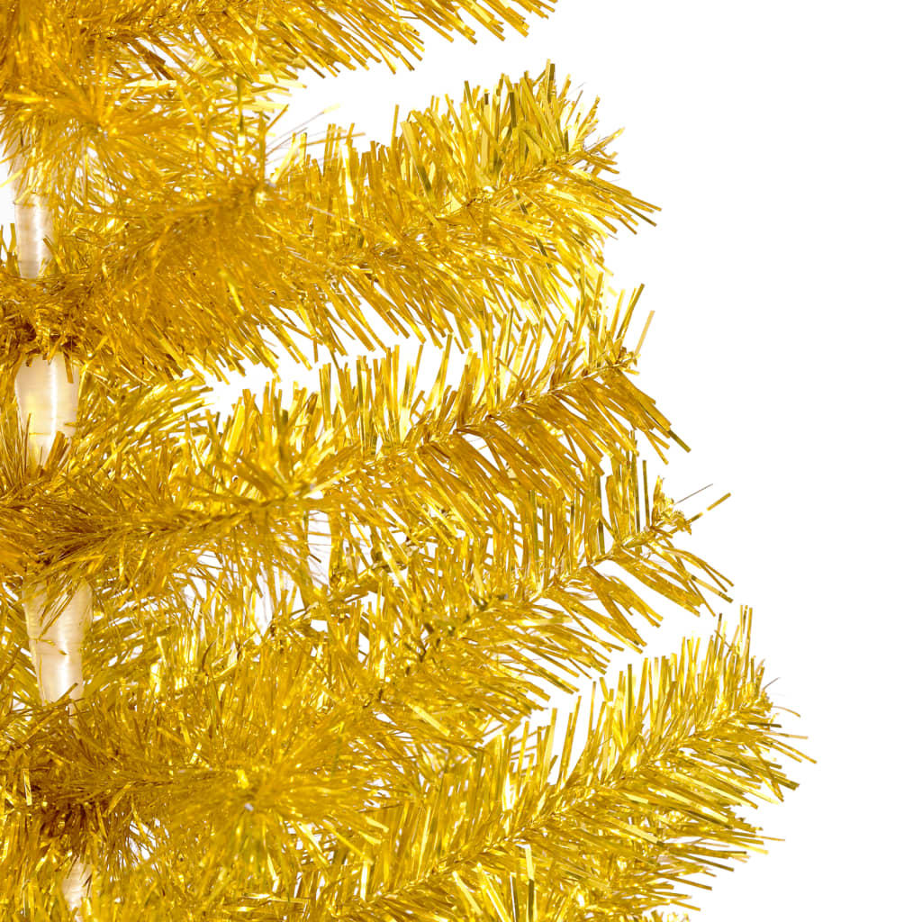 vidaXL Sapin de Noël artificiel pré-éclairé et support doré 180 cm PET