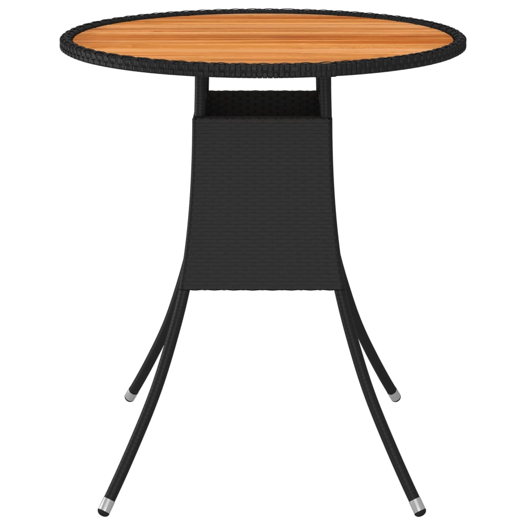 vidaXL Table à dîner de jardin Noir Ø 70 cm Résine tressée et acacia