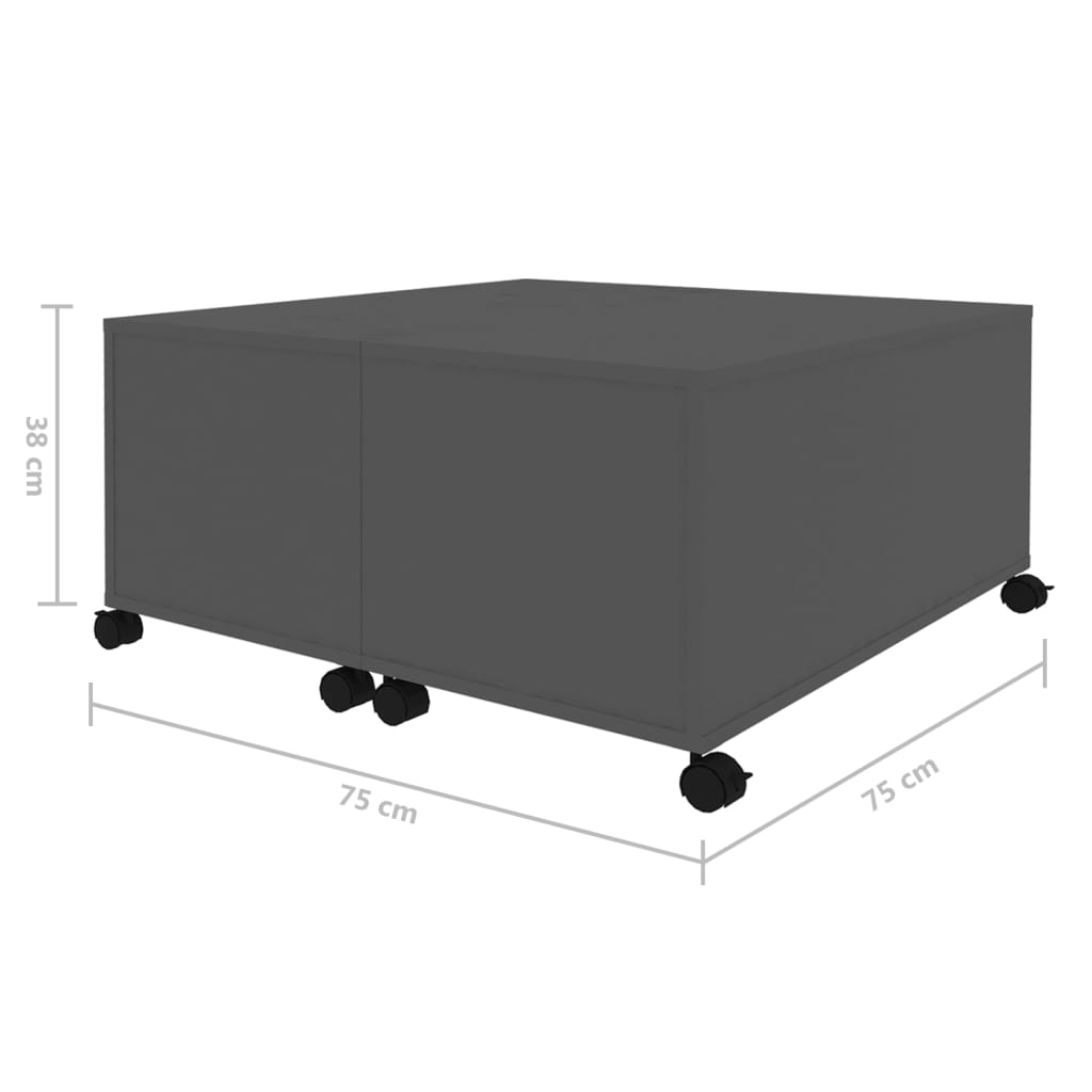 vidaXL Table basse Gris 75x75x38 cm Aggloméré