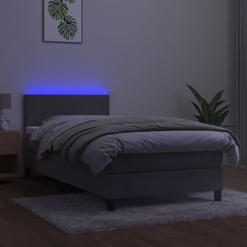 vidaXL Sommier à lattes de lit avec matelas LED Gris clair 100x200 cm
