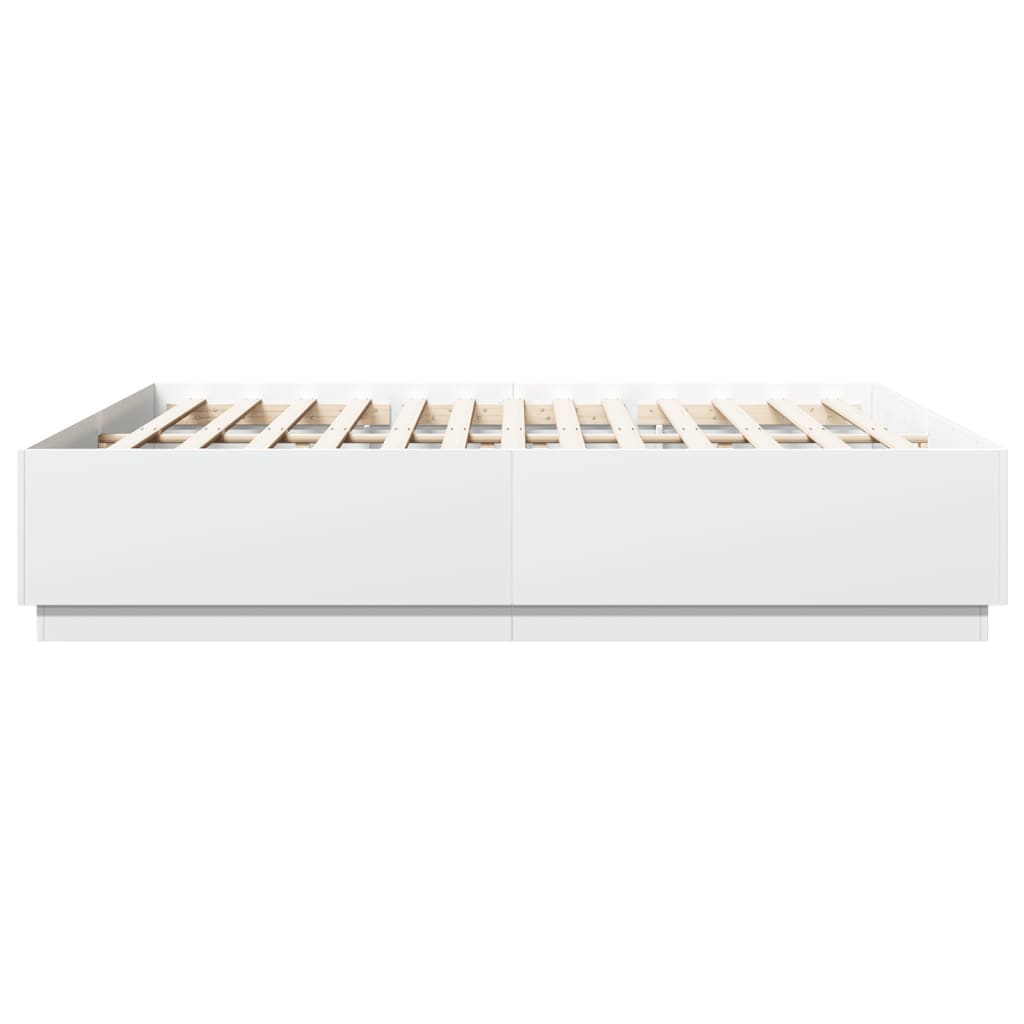 vidaXL Cadre de lit avec lumières LED blanc 200x200 cm bois ingénierie