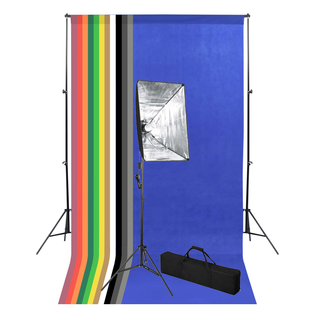 vidaXL Kit de studio photo avec toile de fond et boîte à lumière