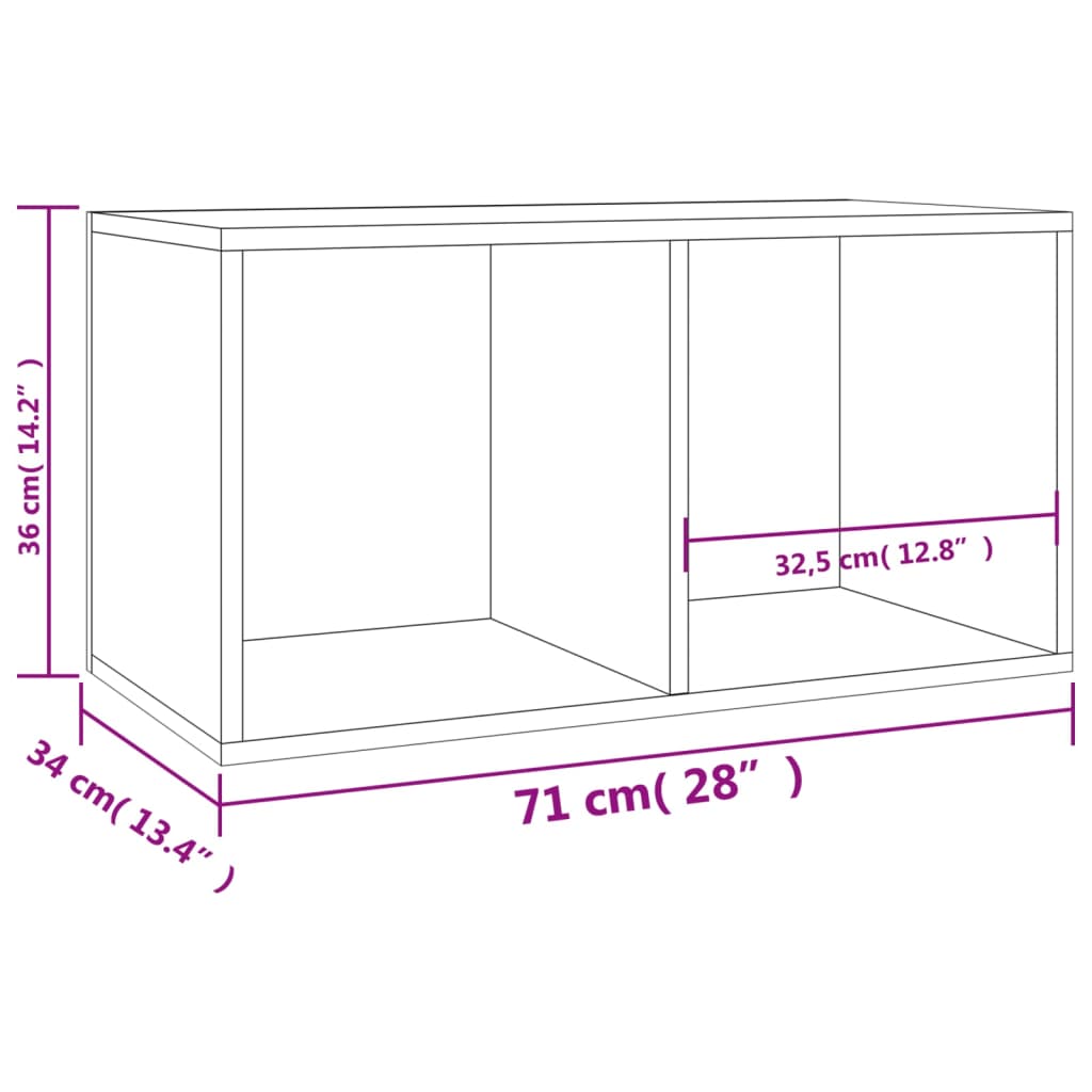 Meuble De Rangement Pour Vinyles Sonoma Gris - 71x34x36 Cm, Neuf