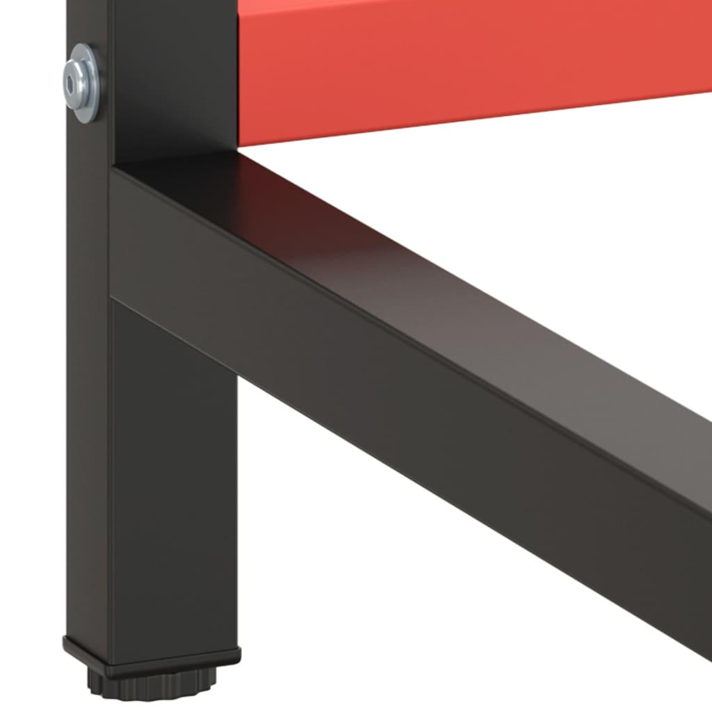 vidaXL Cadre de banc de travail Noir et rouge mat 220x57x79 cm Métal