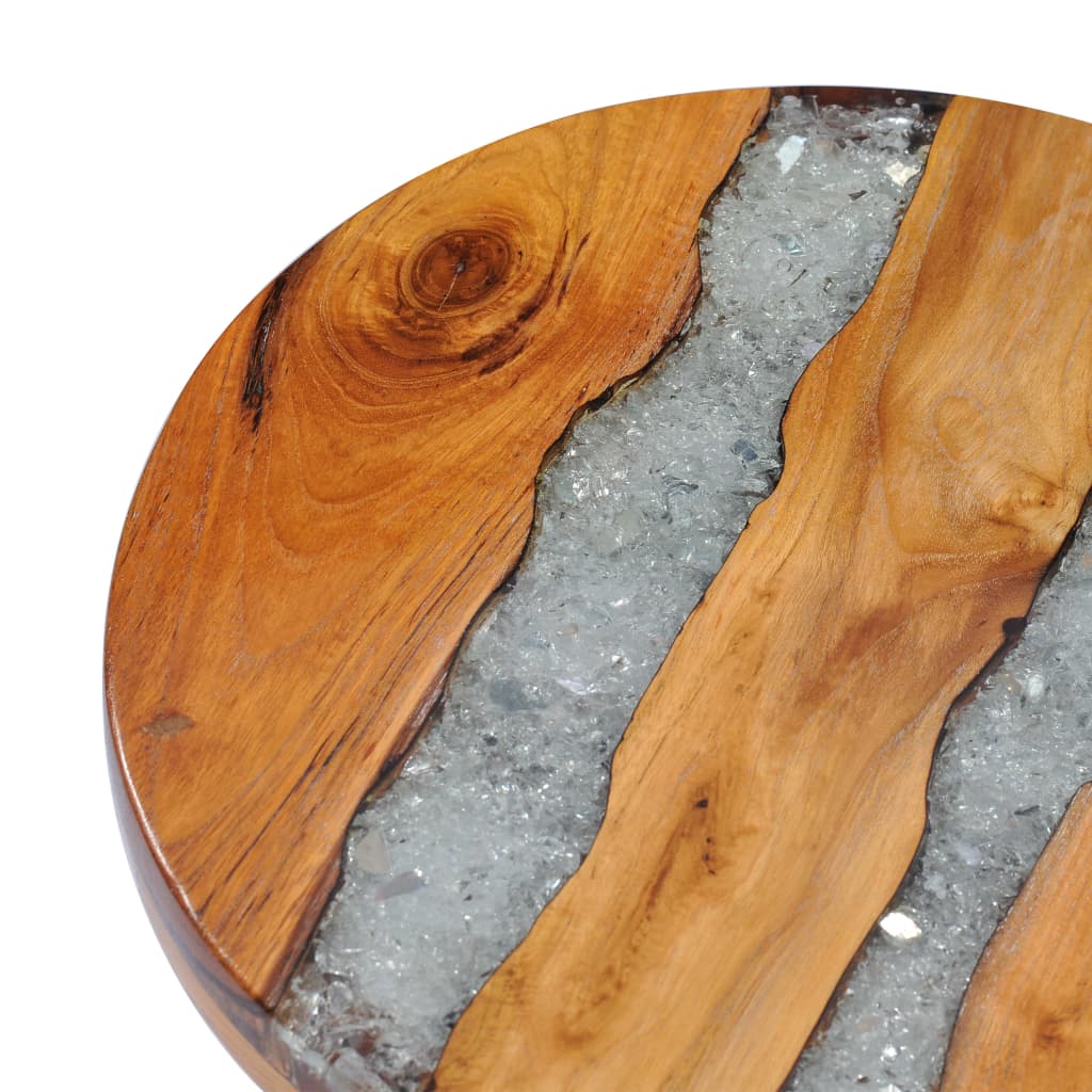 vidaXL Table basse 40 x 45 cm Bois de teck massif et polyrésine