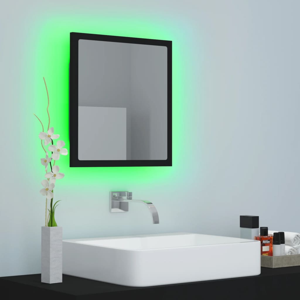 vidaXL Miroir à LED de salle de bain Noir 40x8,5x37 cm Acrylique