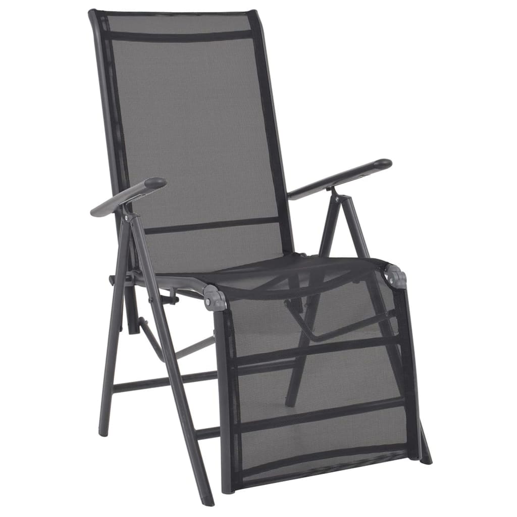 vidaXL Chaise inclinable de terrasse aluminium et textilène noir