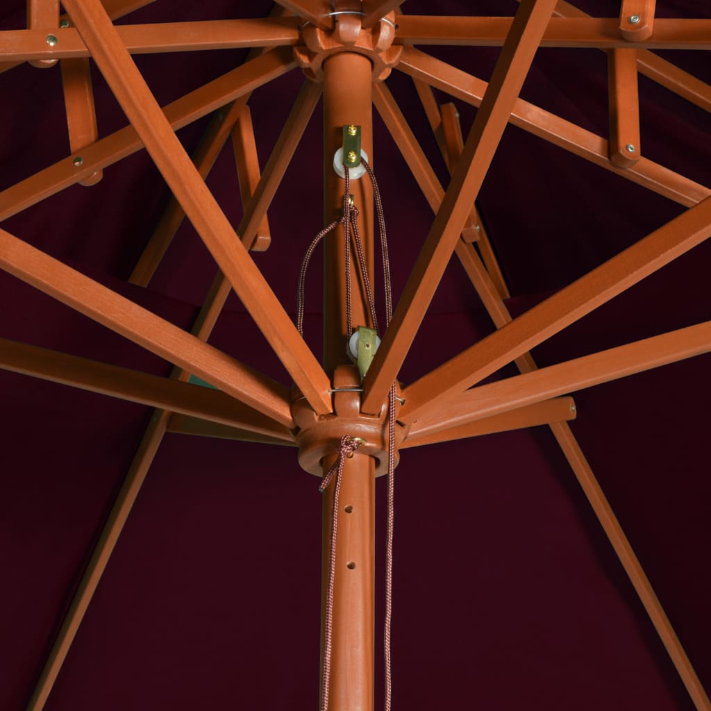 vidaXL Parasol double avec mât en bois Rouge bordeaux 270 cm