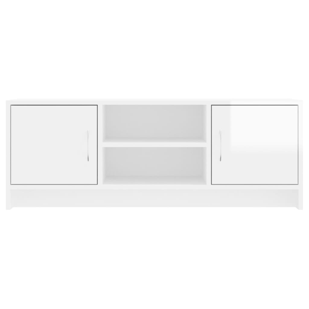 vidaXL Meuble TV blanc brillant 102x30x37,5 cm bois d'ingénierie