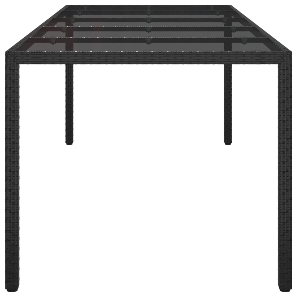 vidaXL Table de jardin Noir 250x100x75 cm Verre trempé et poly rotin