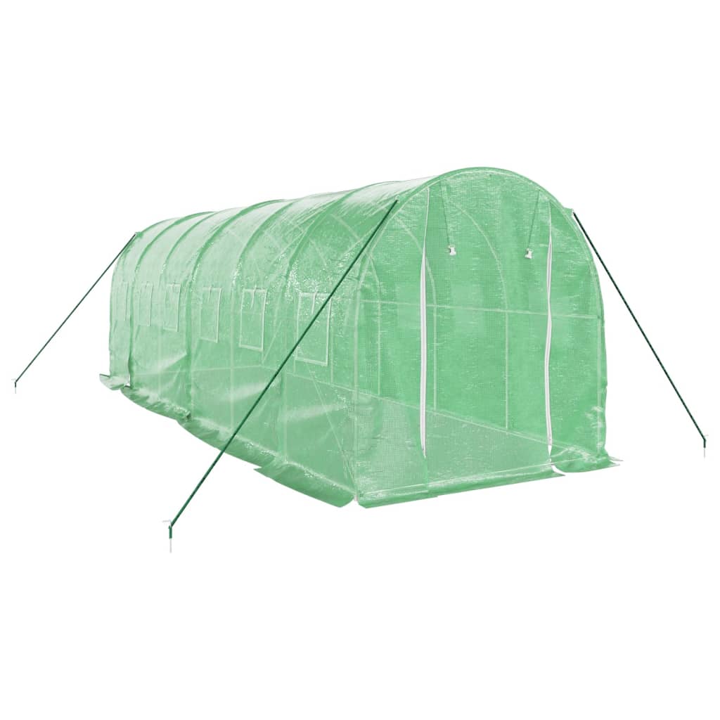 vidaXL Serre avec cadre en acier vert 12 m² 6x2x2 m