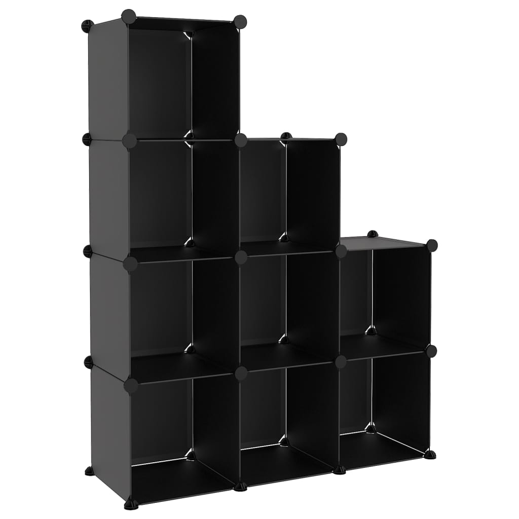 vidaXL Cubes de rangement 9 pcs Noir PP