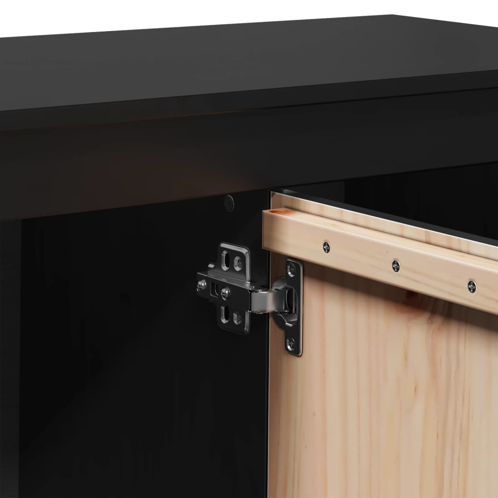 vidaXL Meuble TV Noir 103x36,5x52 cm Bois de pin massif