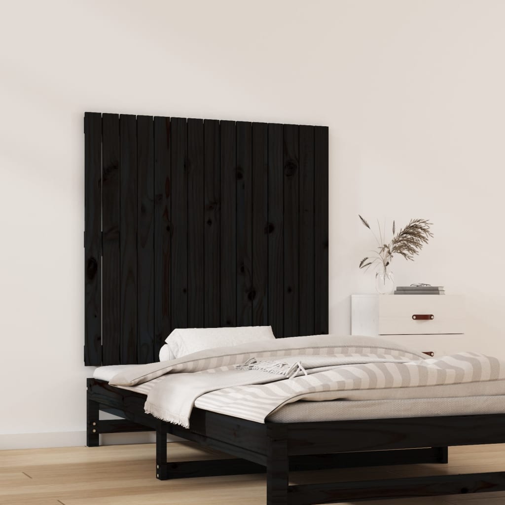 vidaXL Tête de lit murale Noir 95,5x3x90 cm Bois massif de pin