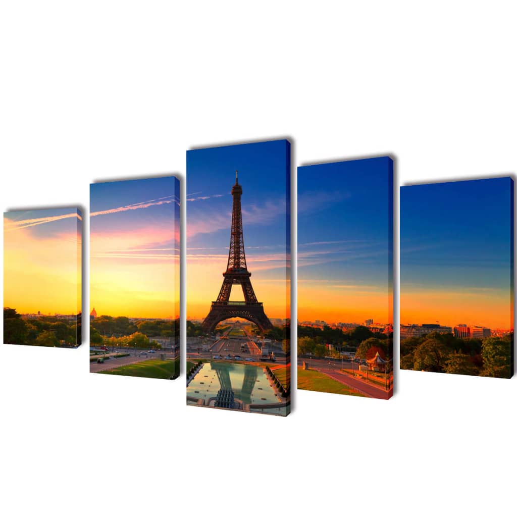 Set de toiles murales imprimées Tour Eiffel 100 x 50 cm