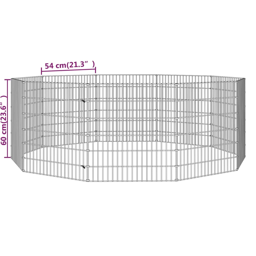vidaXL Cage à lapin 10 panneaux 54x60 cm Fer galvanisé