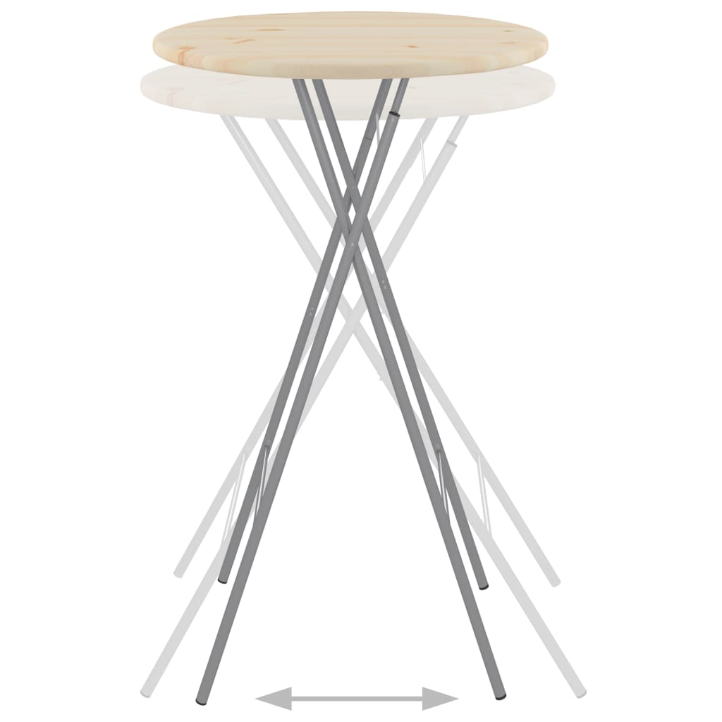 vidaXL Table de bar pliable 60x113 cm Acier et bois de pin naturel