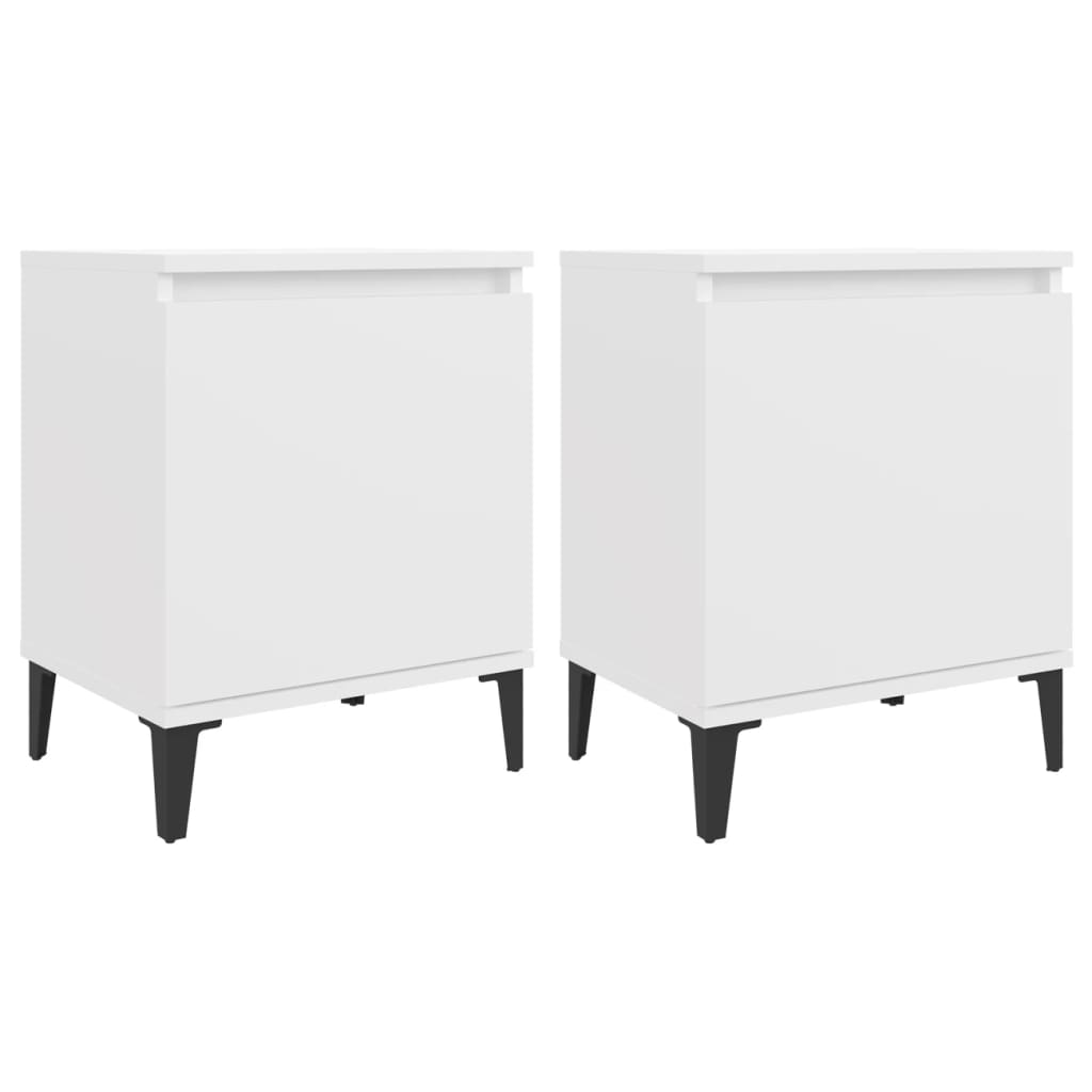 vidaXL Tables de chevet avec pieds en métal blanc 40x30x50 cm