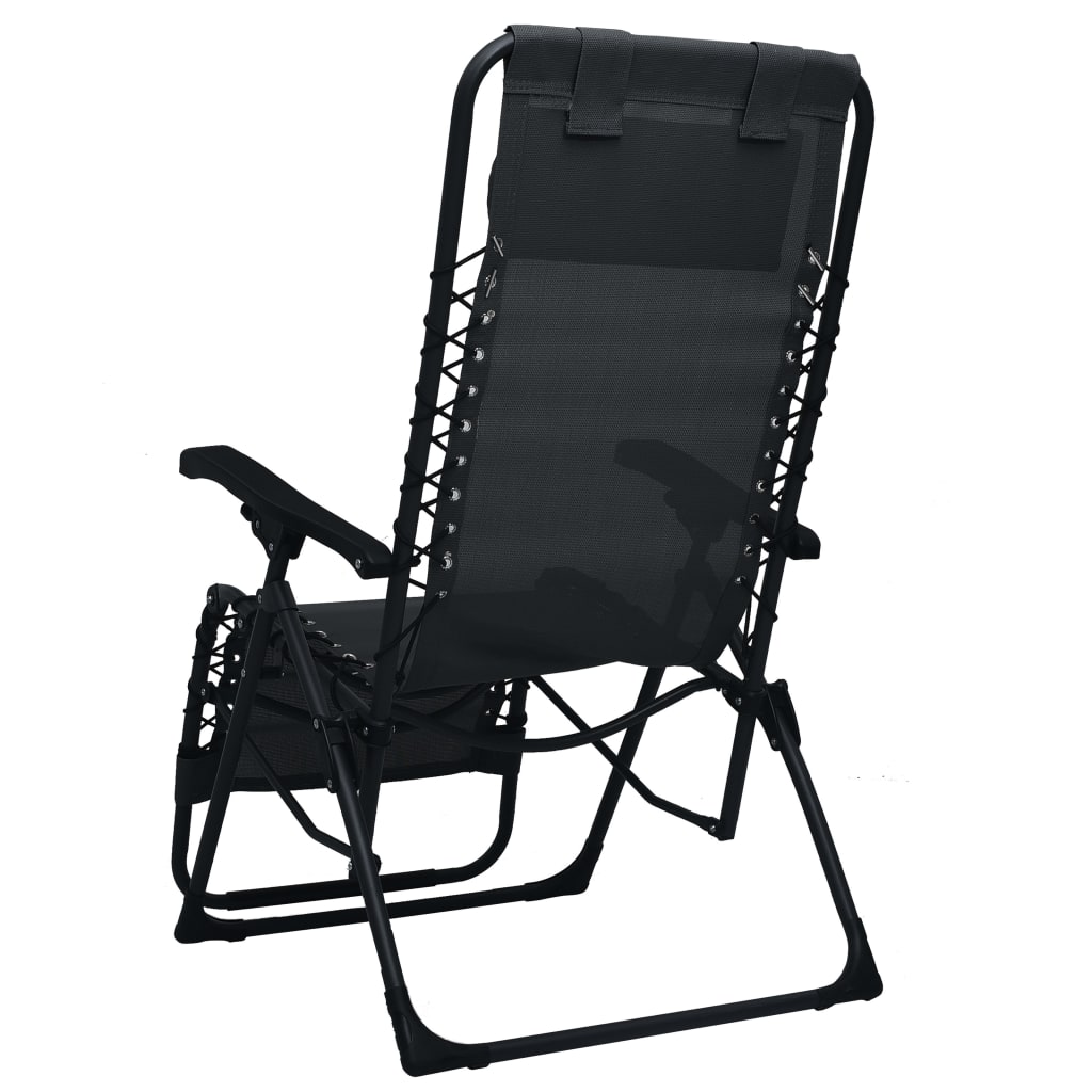 vidaXL Chaise pliable de terrasse Noir Textilène