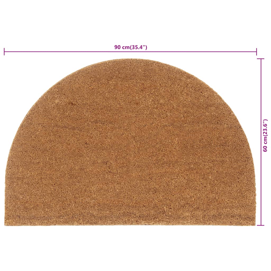 vidaXL Tapis de porte naturel demi-rond 60x90cm fibre de coco touffeté
