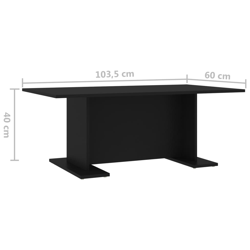 vidaXL Table basse Noir 103,5x60x40 cm Aggloméré