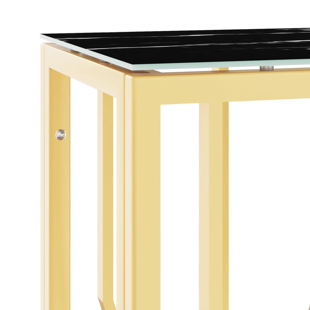 vidaXL Table console doré 70x30x70 cm acier inoxydable et verre