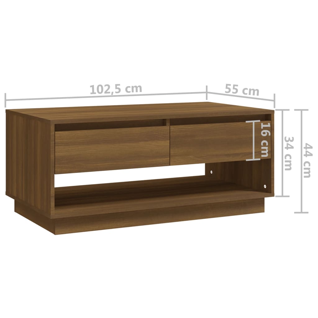 vidaXL Table basse Chêne marron 102,5x55x44 cm Aggloméré