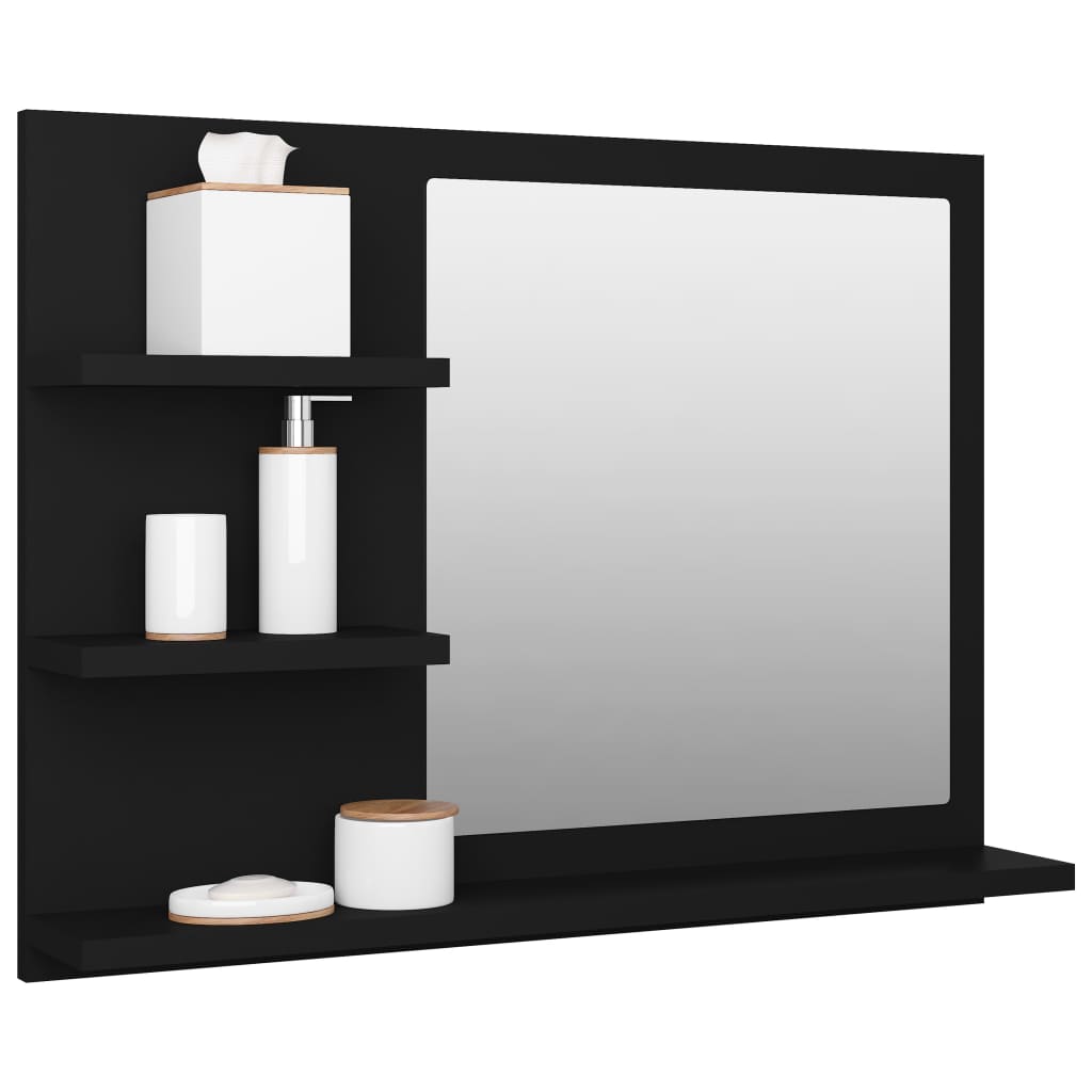 vidaXL Miroir de salle de bain noir 60x10,5x45 cm bois d’ingénierie