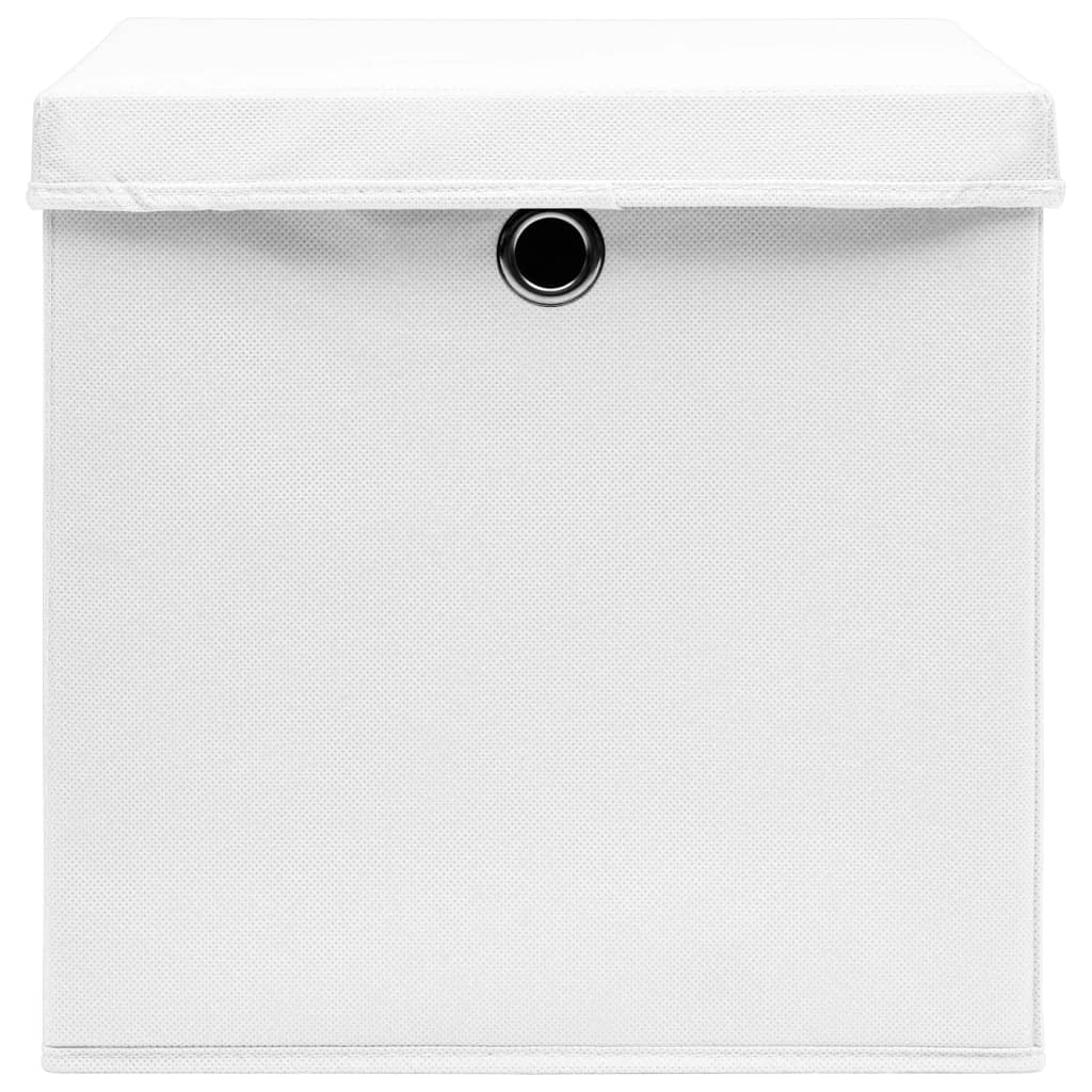 vidaXL Boîtes de rangement avec couvercle 10pcs Blanc 32x32x32cm Tissu
