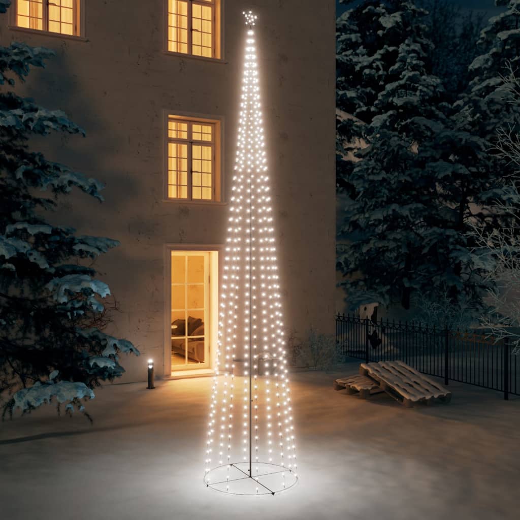 vidaXL Sapin de Noël cône 752 LED Blanc froid Décoration 160x500 cm