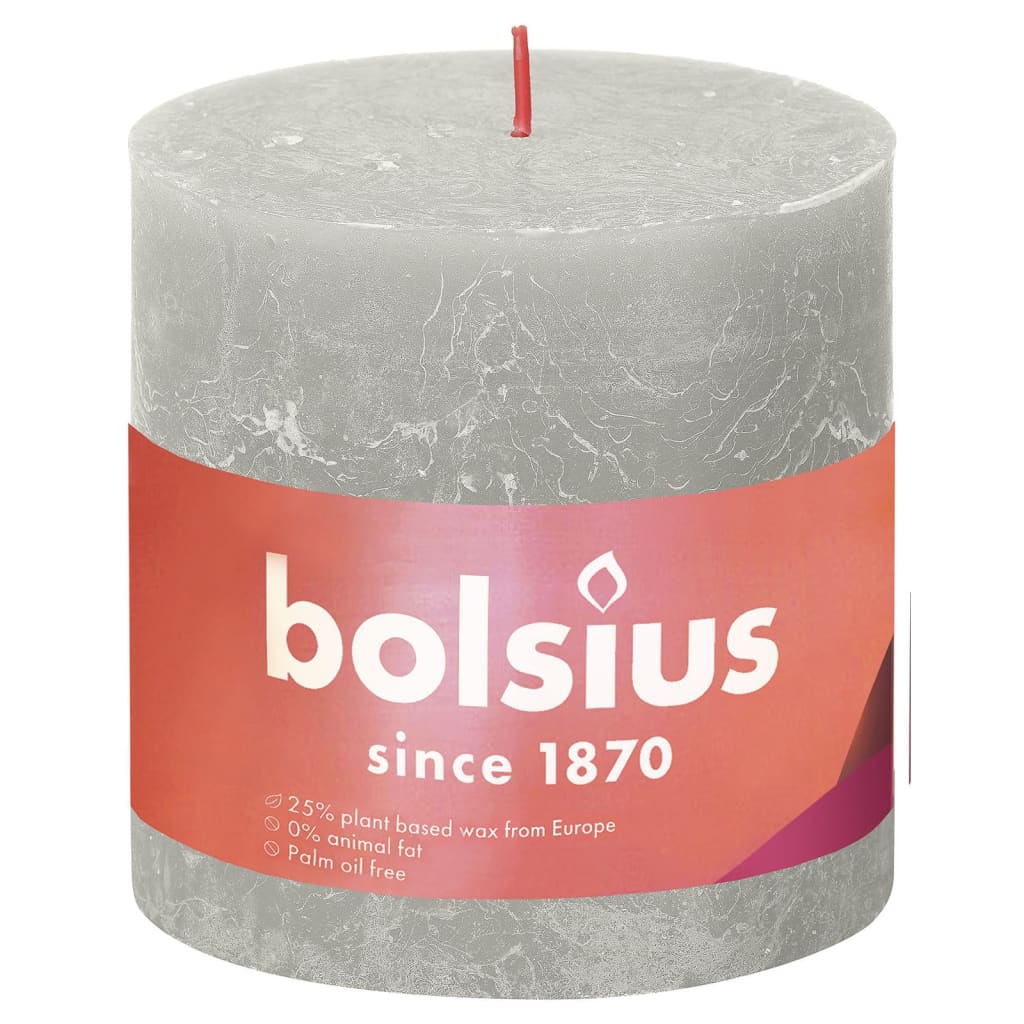 Bolsius Bougies pilier rustiques Shine 3 pcs 100x100 mm Gris sableux