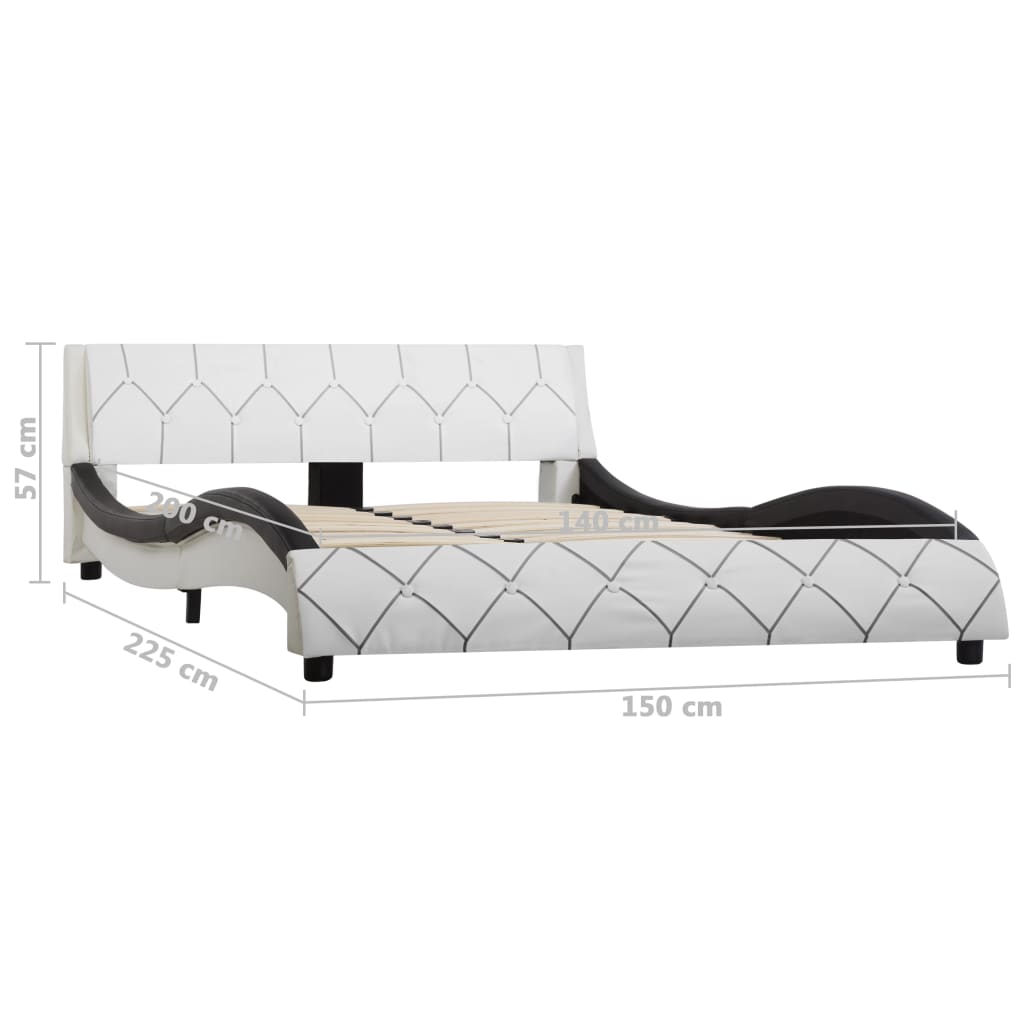 vidaXL Cadre de lit blanc et noir similicuir 140x200 cm