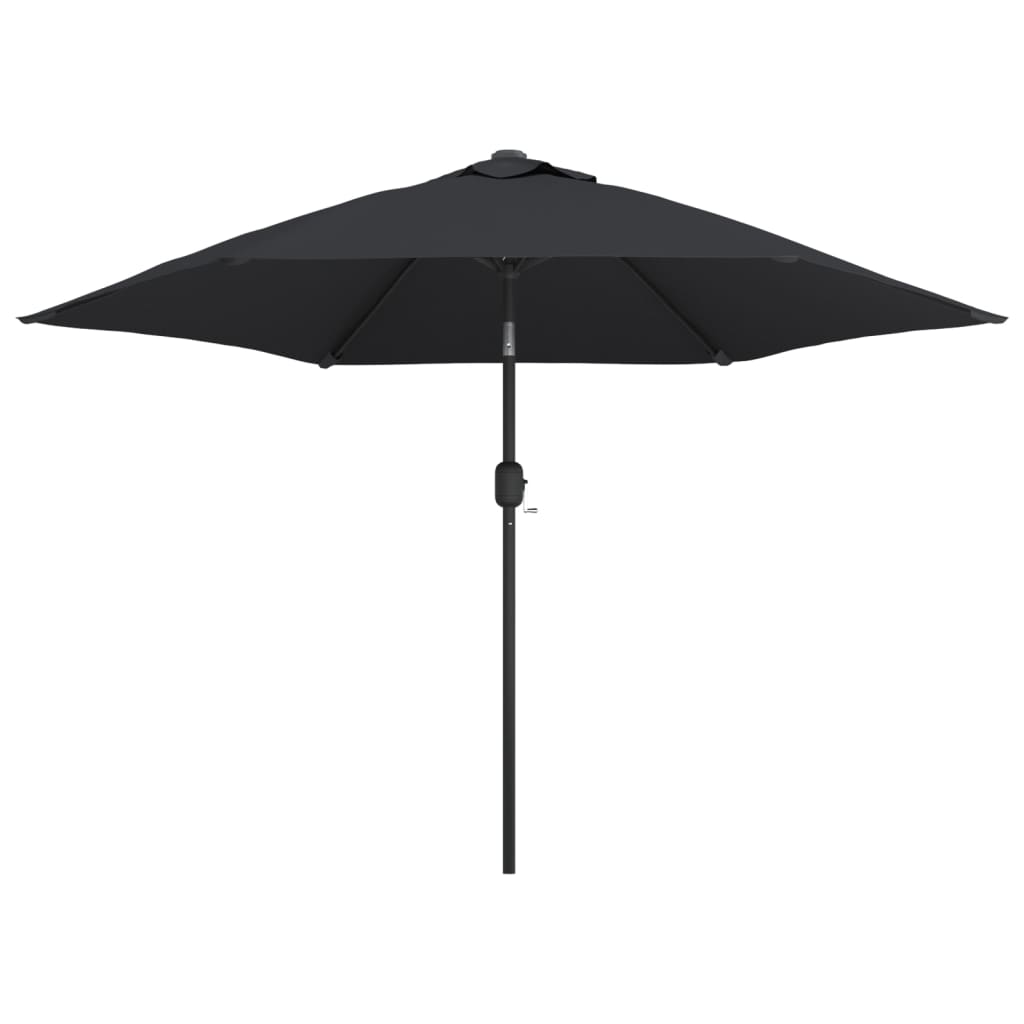 vidaXL Parasol d'extérieur avec LED et mât en acier 300 cm Noir
