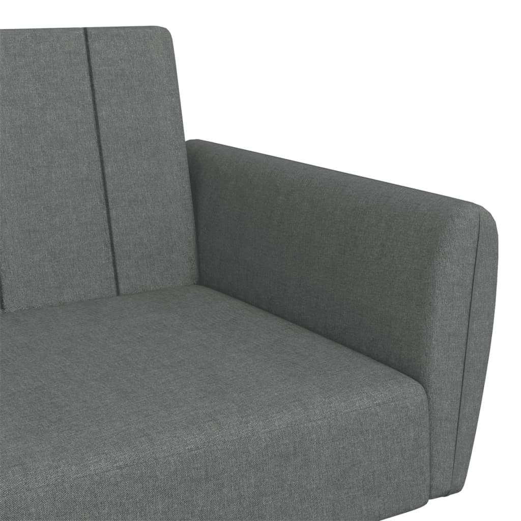 vidaXL Canapé-lit à 2 places avec repose-pied gris foncé tissu