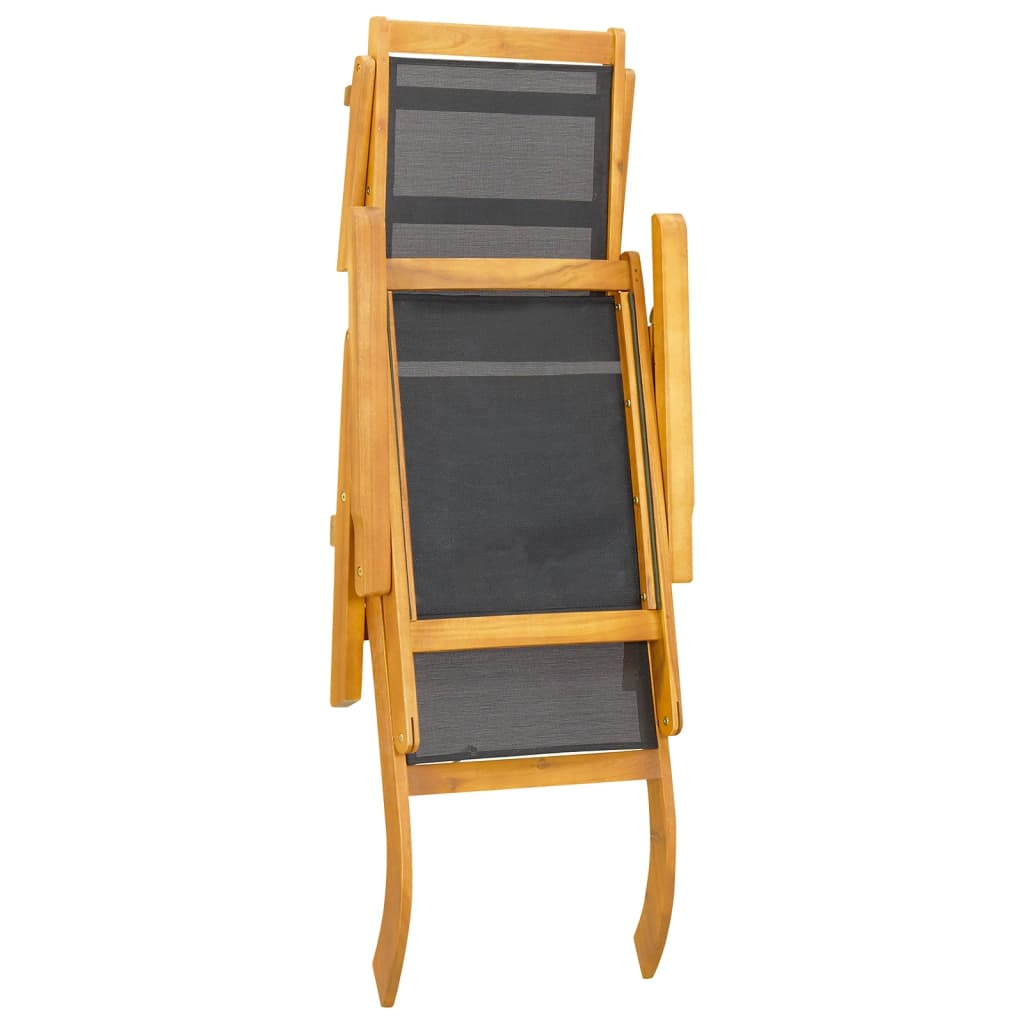 vidaXL Chaise longue d'extérieur avec table Acacia massif et textilène
