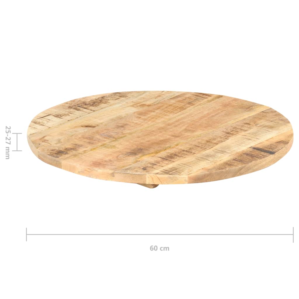 vidaXL Dessus de table Bois de manguier solide Rond 25-27 mm 60 cm
