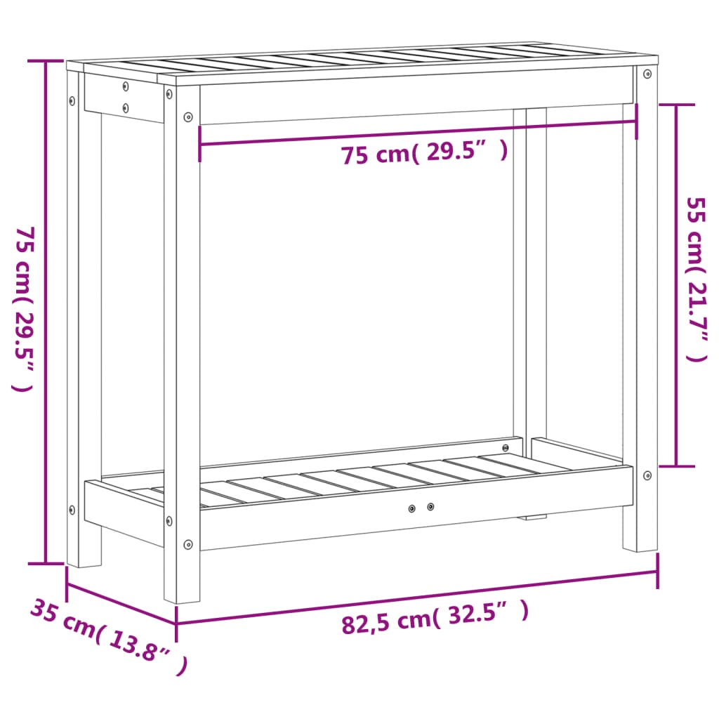 vidaXL Table de rempotage avec étagère 82,5x35x75cm bois massif de pin