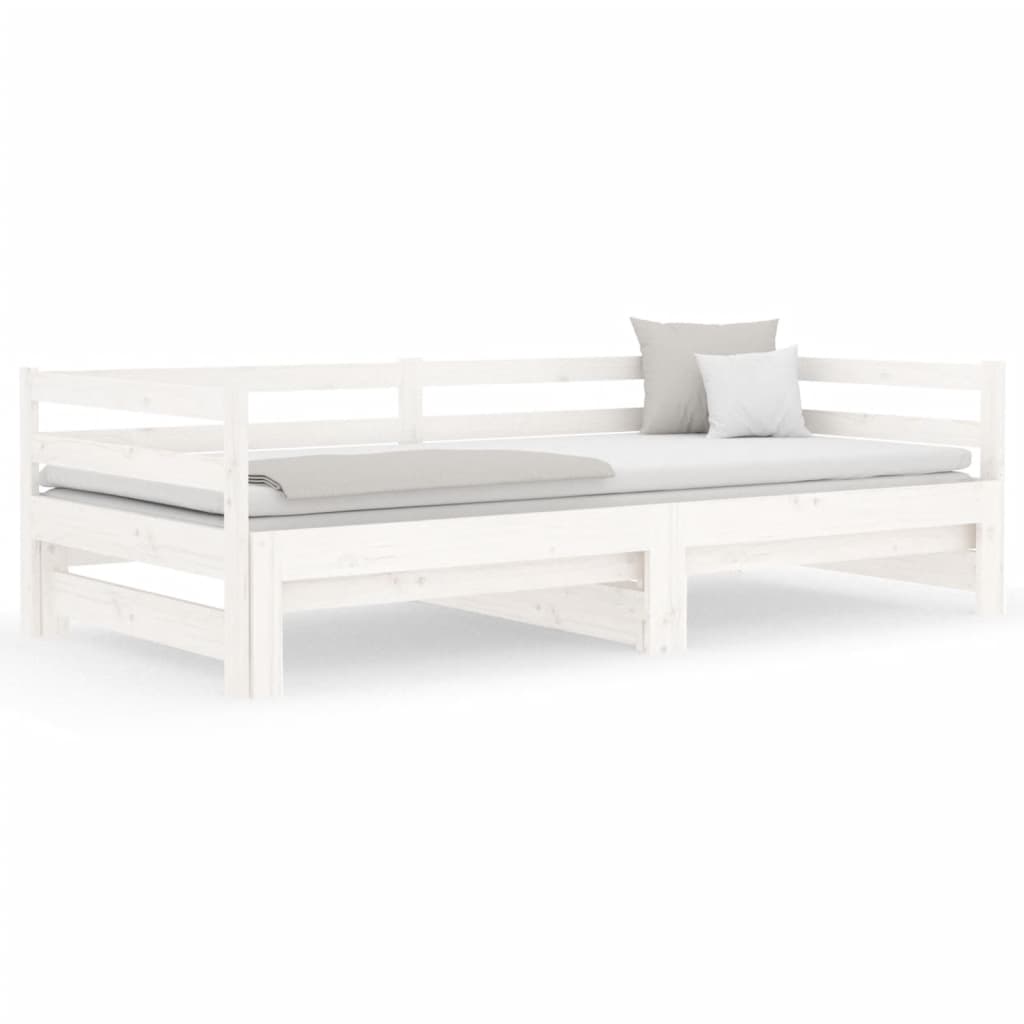 vidaXL Lit de jour avec lit gigogne blanc 80x200 cm bois de pin massif
