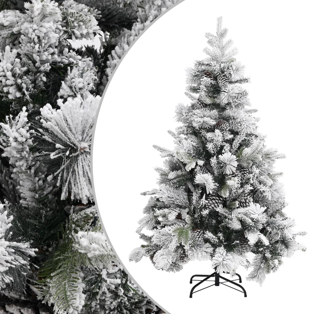 vidaXL Sapin de Noël à flocons de neige et pommes de pin 150 cm PVC/PE