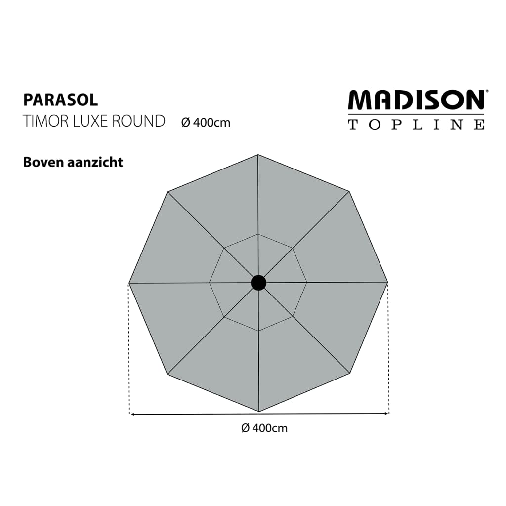 Madison Parasol Timor Luxe 400 cm Gris PAC8P014