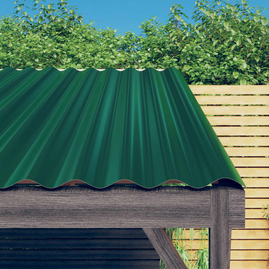 vidaXL Panneaux de toit 12 pcs Acier enduit de poudre Vert 80x36 cm