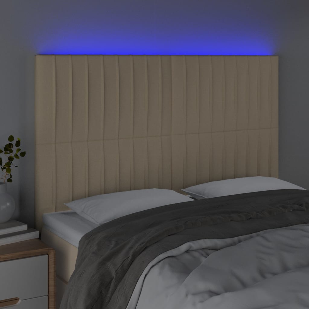 vidaXL Tête de lit à LED Crème 144x5x118/128 cm Tissu