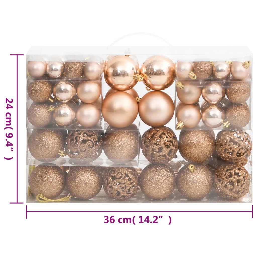 vidaXL Ensemble de boules de Noël 111 pièces doré rose polystyrène